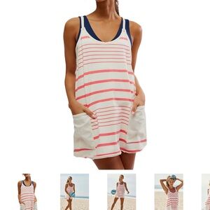 FP Movement by Free People Pink and White Striped Romper